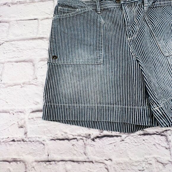 LRL Lauren Jeans Shorts Womans 8 Blue White Striped Anchor Button Cotton - Picture 6 of 10